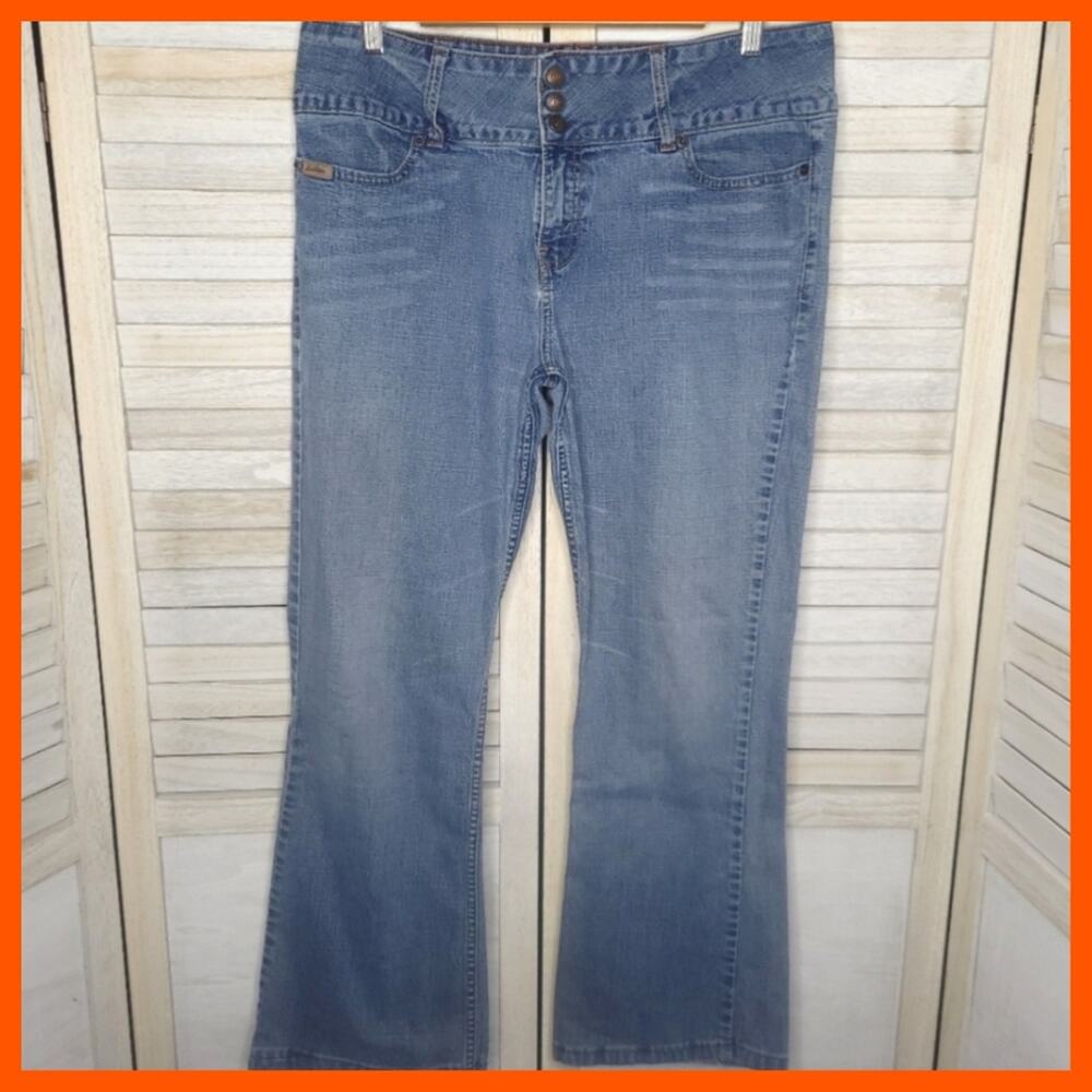 Levi's Strauss Misses 12 Medium Blue Wash Bootcut Stretch Jeans Triple Button